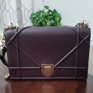 Dior Deep Burgundy Leather Crossbody/ Shoulder Bag Luxury Purse